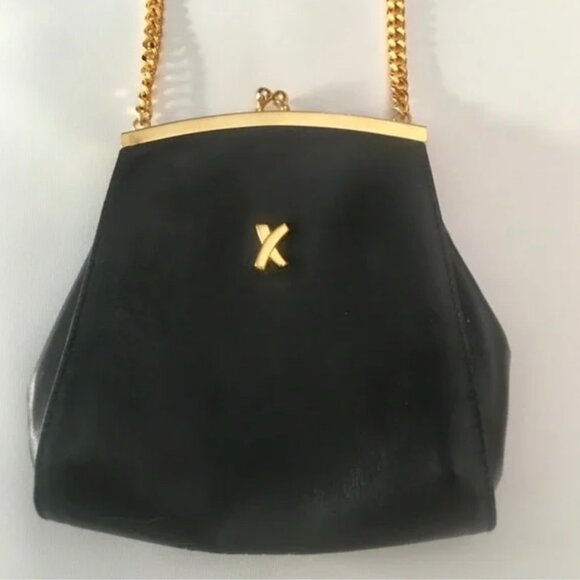 Vintage By Paloma Picasso Black Leather Mini Purse (with certification label) - Picture 1 of 8